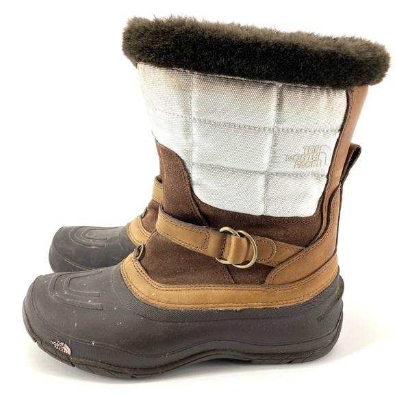 The North Face PrimaLoft Fur Trim White/Brown/Black Waterproof Boots - Picture 4 of 10